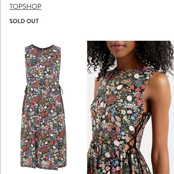 Topshop 'Woodland Floral' Side Lace Midi Dress - Picture 4 of 5